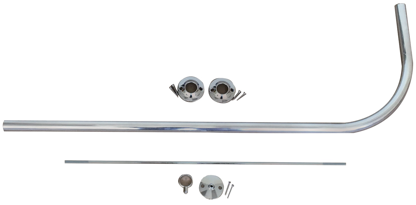 1" X 6 FT Aluminum Corner Shower Rod (ELL) Bar With Flanges And Support Hardware