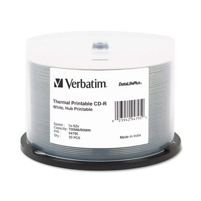 CD-R Discs, 700MB/80min, 52x, Spindle, White, 50/Pack