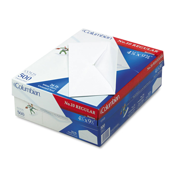 Gummed Flap Business Envelope, #10, Bankers Flap, Gummed Closure, 4.13 x 9.5, White, 500/Box