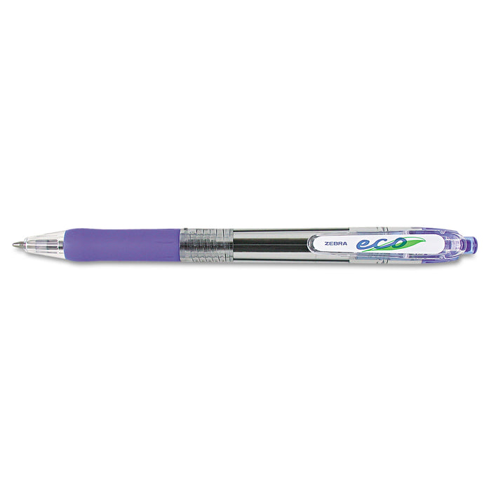 ECO Jimnie Clip Retractable Ballpoint Pen, 1mm, Blue Ink, Translucent Blue Barrel, Dozen