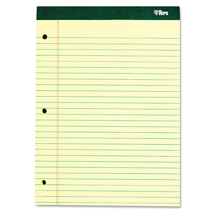 Double Docket Ruled Pads, Wide/Legal Rule, 8.5 x 11.75, Canary, 100 Sheets
