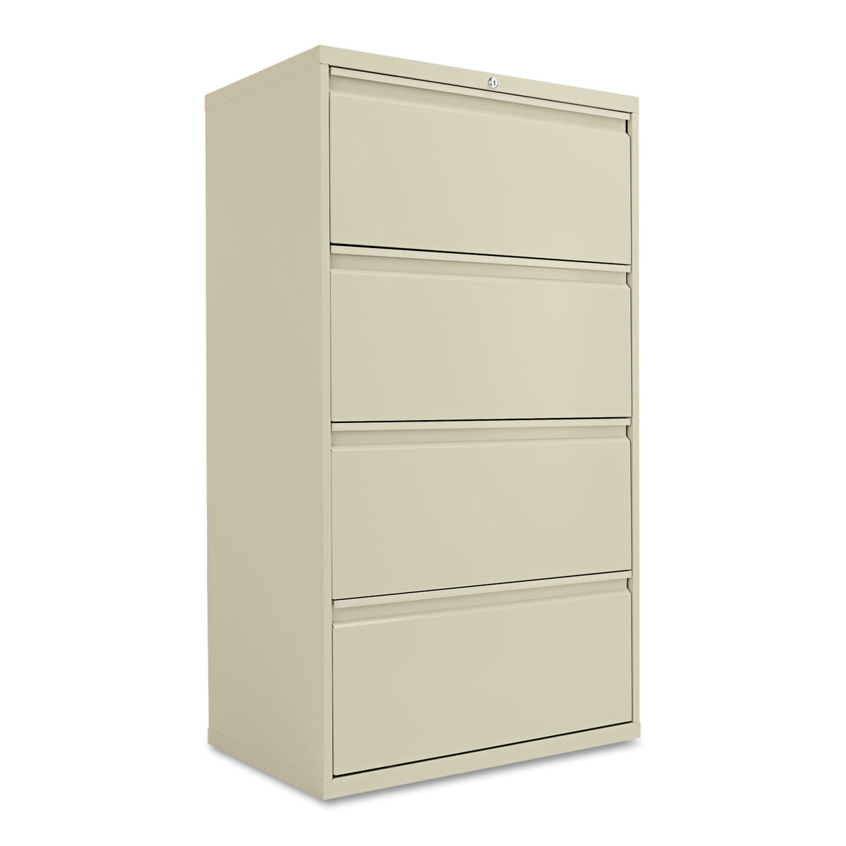 Four-Drawer Lateral File Cabinet, 30w x 18d x 52.5h, Putty — One Source ...