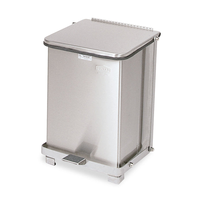 Defenders Biohazard Step Can, Square, Steel, 7 gal, Stainless Steel