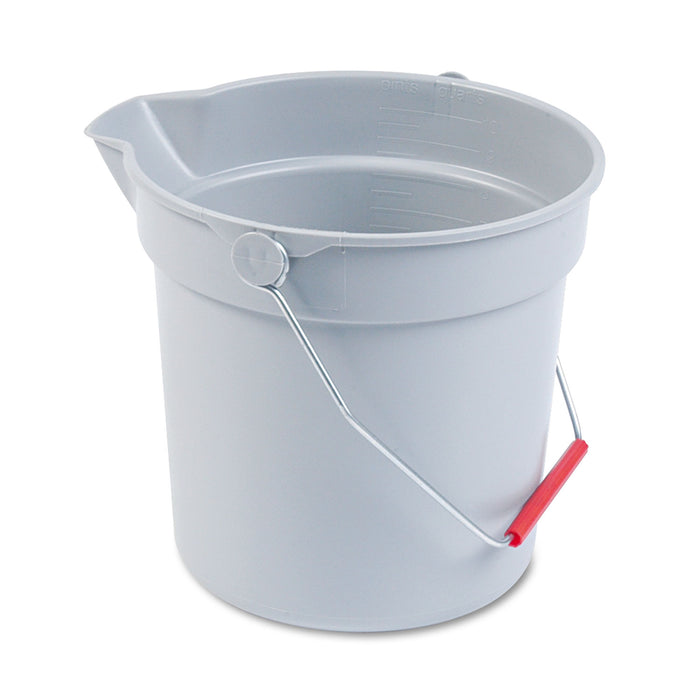 10 Quart Plastic Utility Pail, 10 1/2 Diameter x 10 1/4h, Gray Plastic