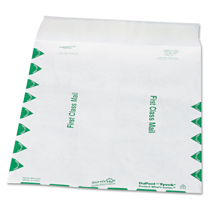 First Class Catalog Mailers, DuPont Tyvek, #12 1/2, Cheese Blade Flap, Redi-Strip Closure, 9.5 x 12.5, White, 100/Box