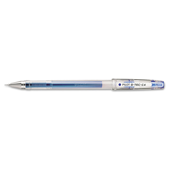 G-TEC-C Ultra Stick Gel Pen, Ultra-Fine 0.4 mm, Blue Ink, Clear Barrel, Dozen
