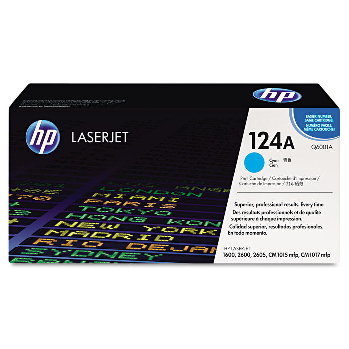 HP 124A, (Q6001A) Cyan Original LaserJet Toner Cartridge
