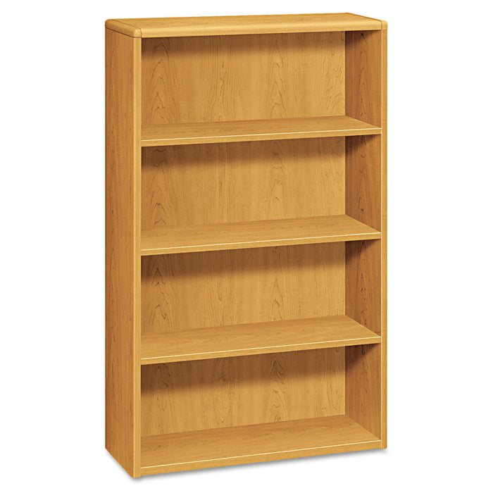 10700 Series Wood Bookcase, Four Shelf, 36w x 13 1/8d x 57 1/8h, Harvest