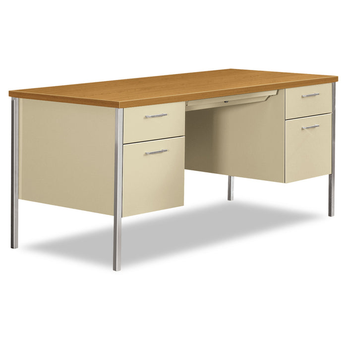 34000 Series Double Pedestal Desk, 60w x 30d x 29.5h, Harvest/Putty