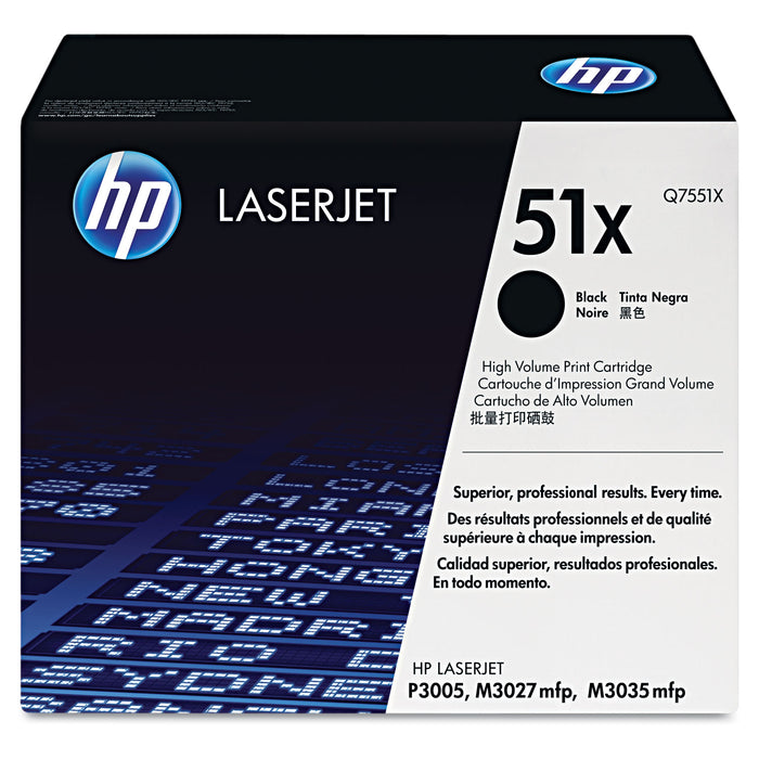 HP 51X, (Q7551X) High Yield Black Original LaserJet Toner Cartridge