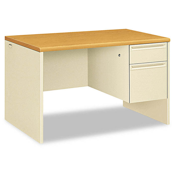 38000 Series Right Pedestal Desk, 48w x 30d x 29.5h, Harvest/Putty