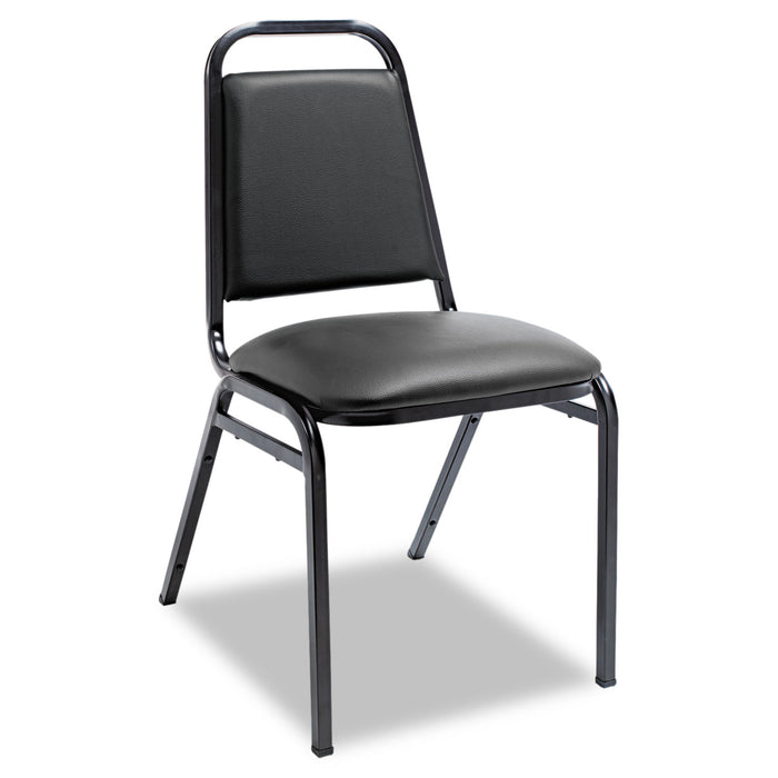 Padded Steel Stacking Chair, Black Seat/Black Back, Black Base, 4/Carton