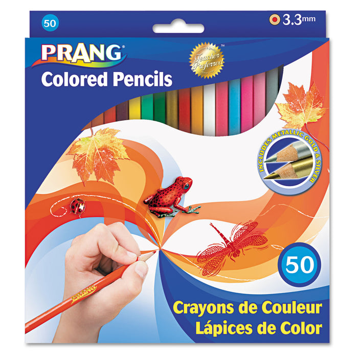 Colored Pencil Sets, 3.3 mm, 2B (#1), Assorted Lead/Barrel Colors, 50/Pack
