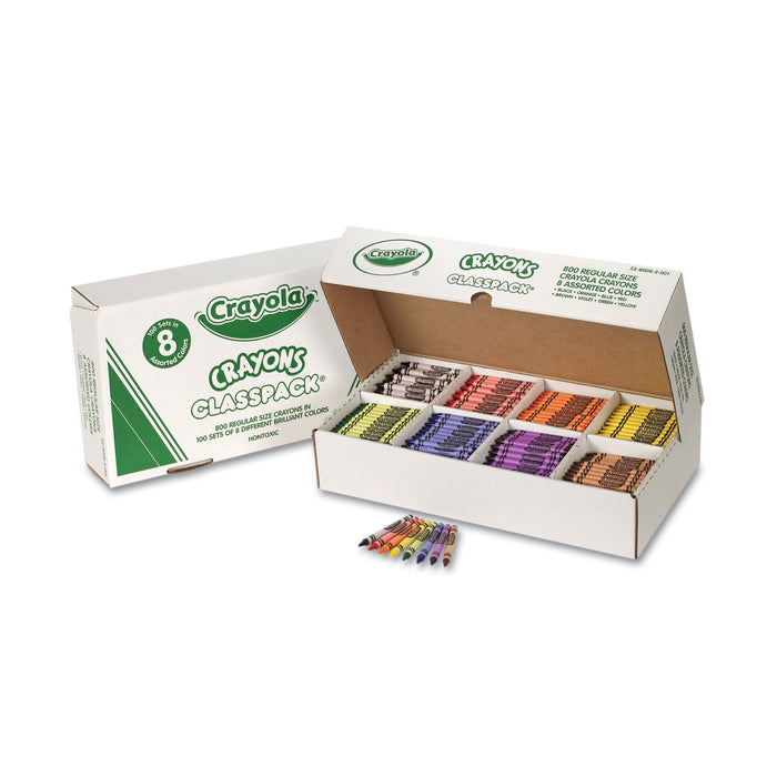 Classpack Regular Crayons, 8 Colors, 800/BX