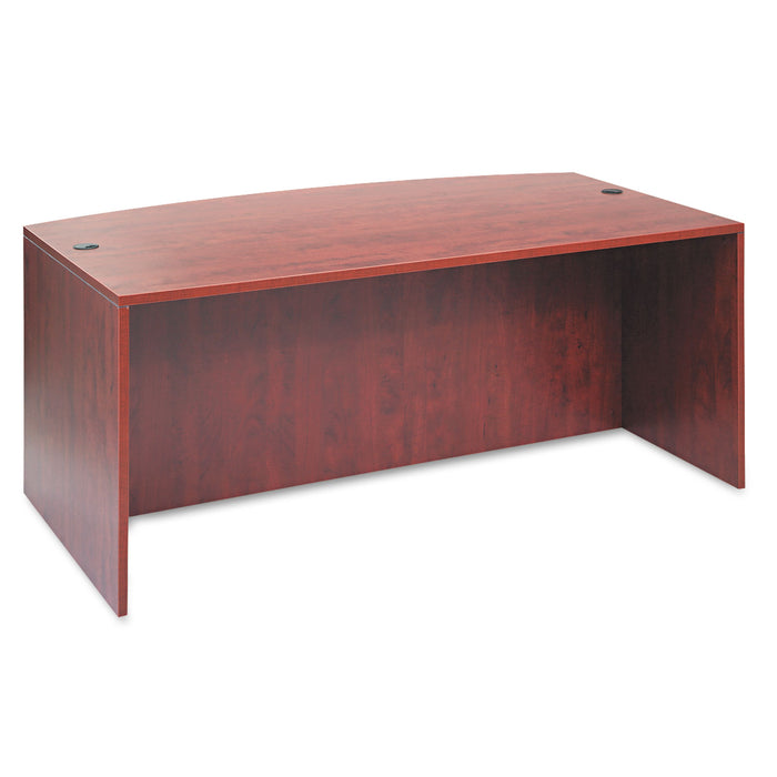 Alera Valencia Bow Desk Shell, 71w x 35.5d to 41.38d x 29.63h, Medium Cherry
