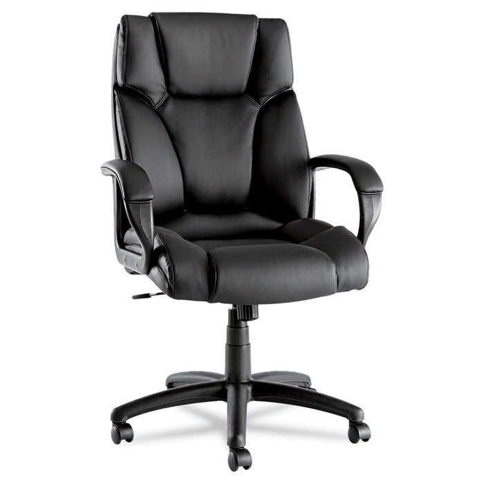 Alera Fraze Executive High-Back Swivel/Tilt Leather Chair, Supports up to 275 lbs, Black Seat/Black Back, Black Base