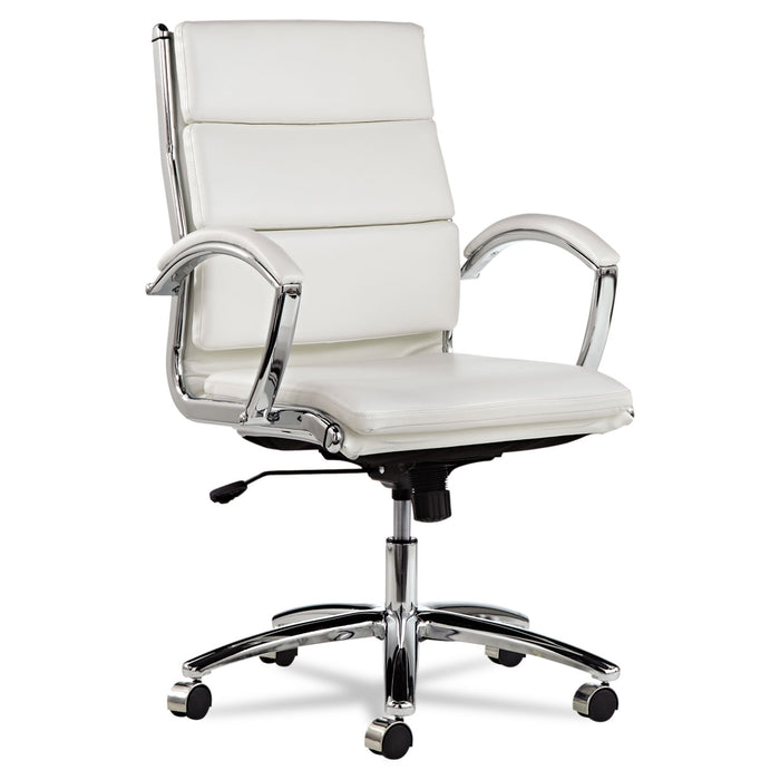 Alera Neratoli Mid-Back Slim Profile Chair, Supports up to 275 lbs, White Seat/White Back, Chrome Base