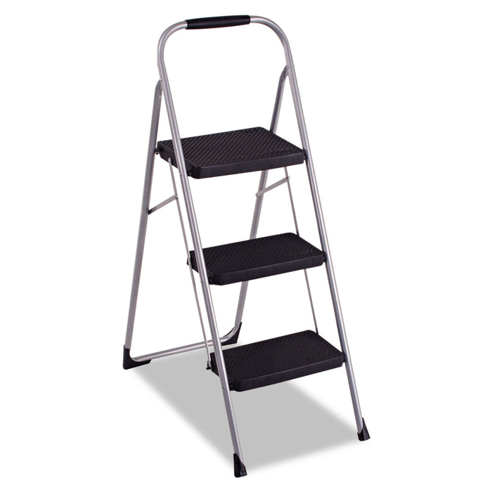 3-Step Big Step Folding Stool, 200 lb Capacity, 17.75w x 28d x 45.63h, Light Gray