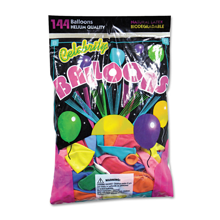 Helium Quality Latex Balloons, 12 Assorted Colors, 144/Pack