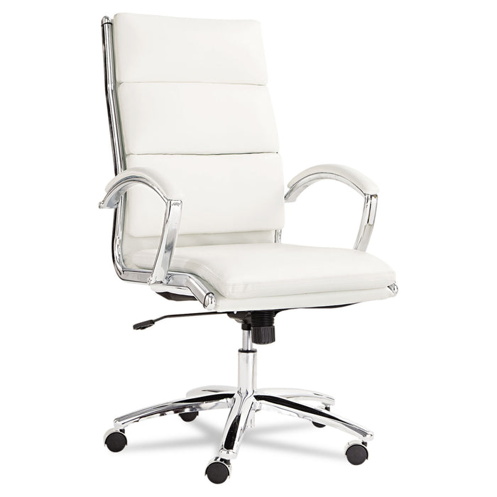 Alera Neratoli High-Back Slim Profile Chair, Supports up to 275 lbs, White Seat/White Back, Chrome Base