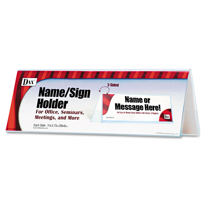 2-Sided Name/Sign Holder, Blank, 11 x 3 1/2 x 4, Clear