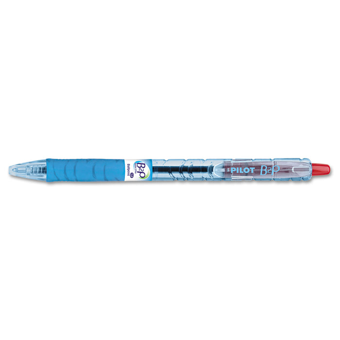 B2P Bottle-2-Pen Retractable Ballpoint Pen, 1mm, Red Ink, Translucent Blue Barrel, Dozen
