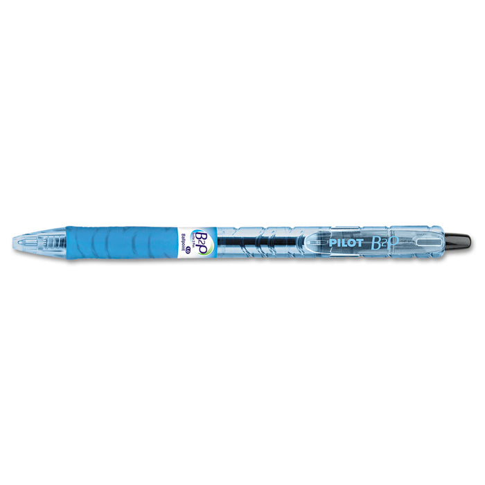 B2P Bottle-2-Pen Retractable Ballpoint Pen, 1mm, Black Ink, Translucent Blue Barrel, Dozen