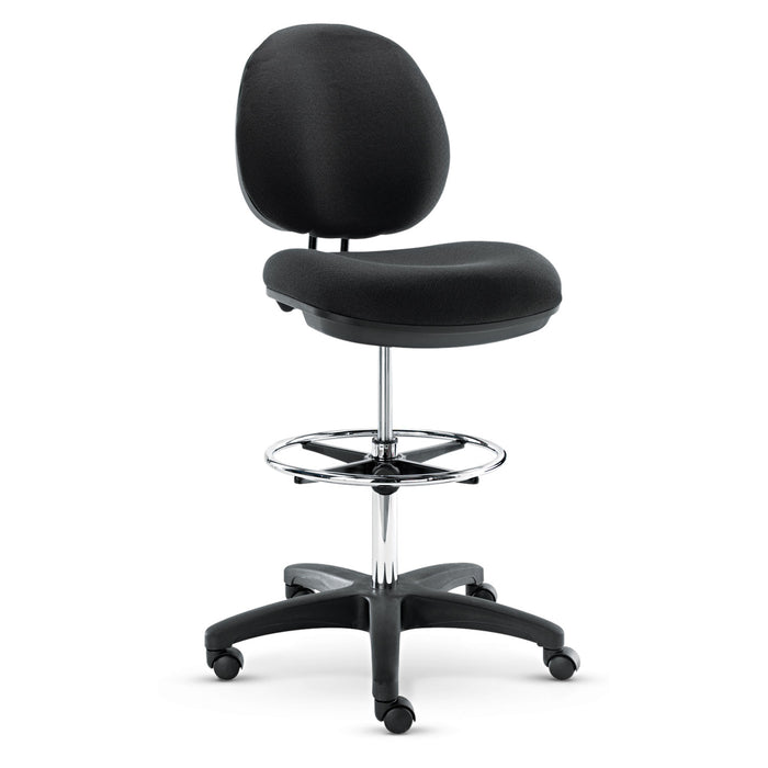 Alera Interval Series Swivel Task Stool, 33.26" Seat Height, Supports up to 275 lbs, Black Seat/Black Back, Black Base