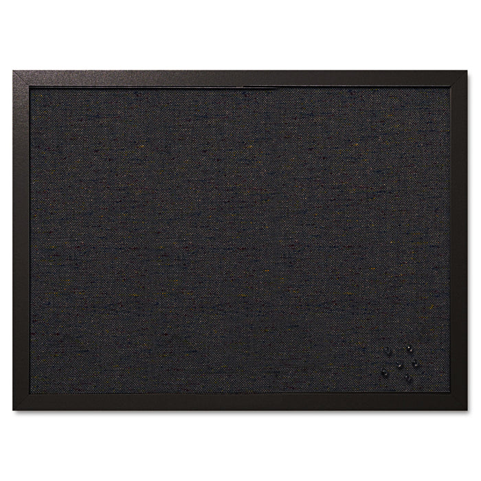 Designer Fabric Bulletin Board, 24 x 18, Black Fabric/Black Frame