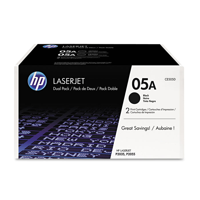 HP 05A, (CE505D) 2-pack Black Original LaserJet Toner Cartridges