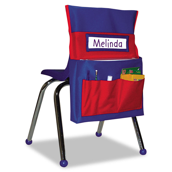 Chairback Buddy Pocket Chart, 15 x 19, Blue/Red