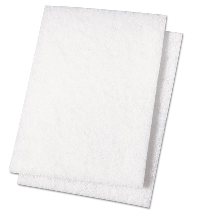 Light Duty Scour Pad, White, 6 x 9, 20/Carton