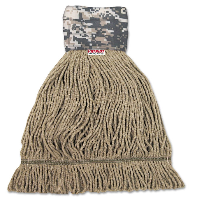 Patriot Looped End Wide Band Mop Head, Medium, Green/Brown, 12/Carton