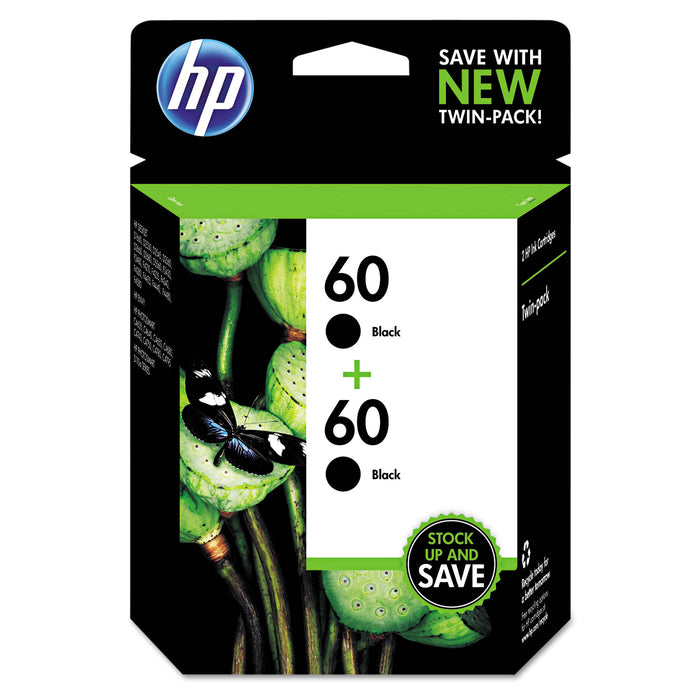 HP 60, (CZ071FN) 2-pack Black Original Ink Cartridges