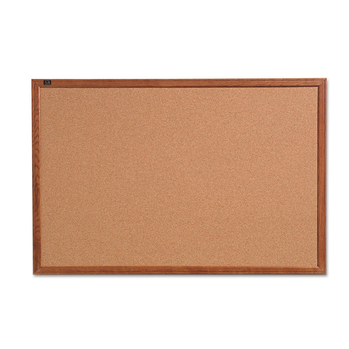 Cork Bulletin Board, 36 x 24, Oak Finish Frame