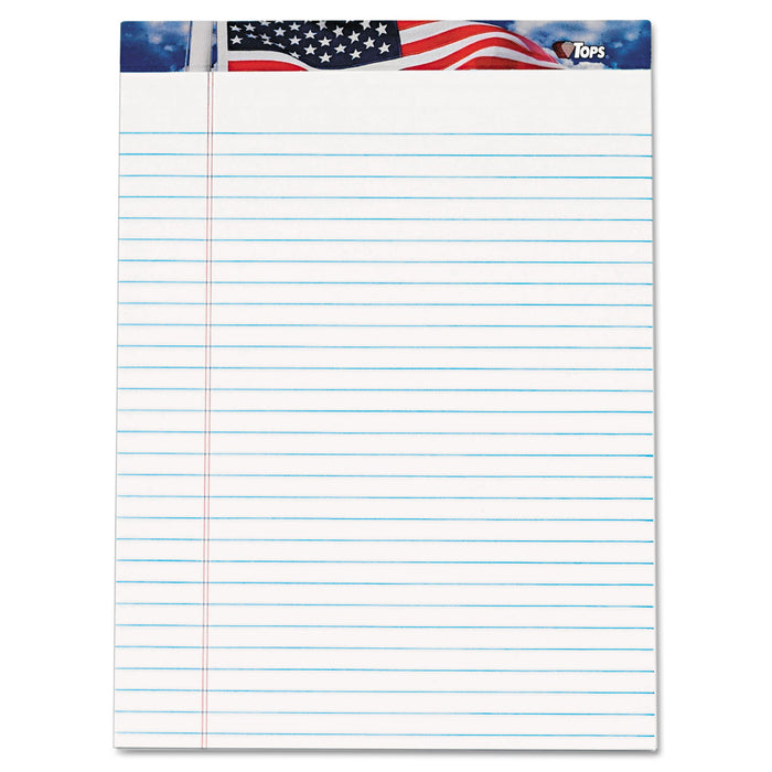 American Pride Writing Pad, Wide/Legal Rule, 8.5 x 11.75, White, 50 Sheets, 12/Pack