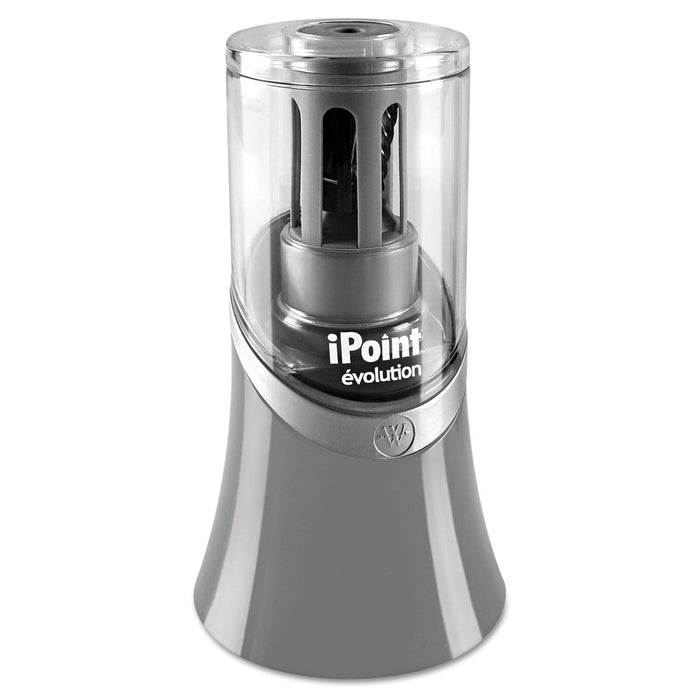 iPoint KleenEarth Evolution Electric Pencil Sharpener, AC-Powered, 3.5" x 3.5" x 6.5", Gray