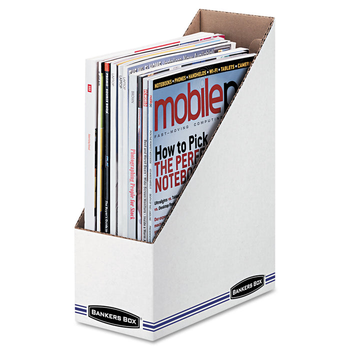 Corrugated Cardboard Magazine File, 4 x 9 1/4 x 11 3/4, White, 12/Carton