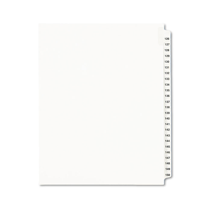 Preprinted Legal Exhibit Side Tab Index Dividers, Avery Style, 25-Tab, 126 to 150, 11 x 8.5, White, 1 Set, (1335)