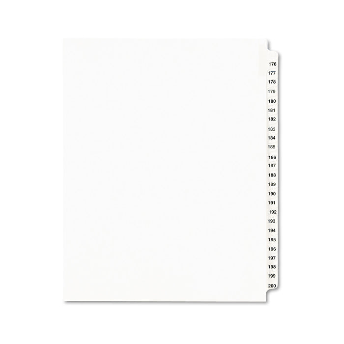 Preprinted Legal Exhibit Side Tab Index Dividers, Avery Style, 25-Tab, 176 to 200, 11 x 8.5, White, 1 Set, (1337)