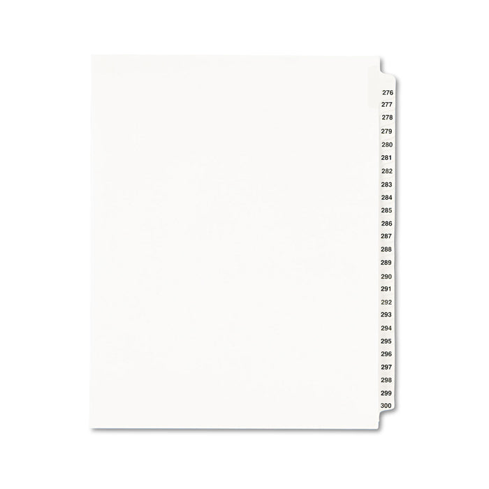 Preprinted Legal Exhibit Side Tab Index Dividers, Avery Style, 25-Tab, 276 to 300, 11 x 8.5, White, 1 Set, (1341)