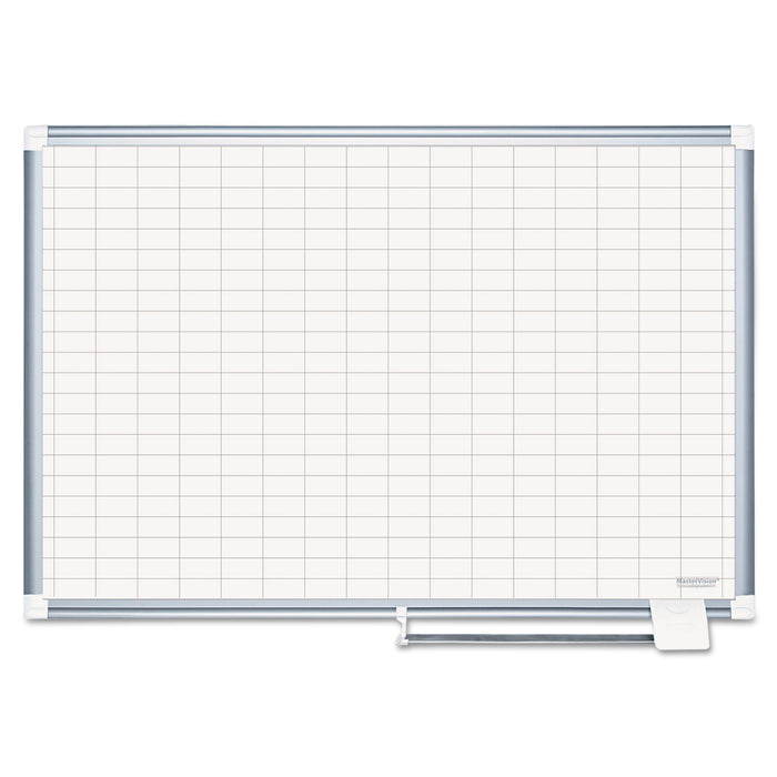Gridded Magnetic Porcelain Planning Board, 1 x 2 Grid, 48 x 36, Aluminum Frame