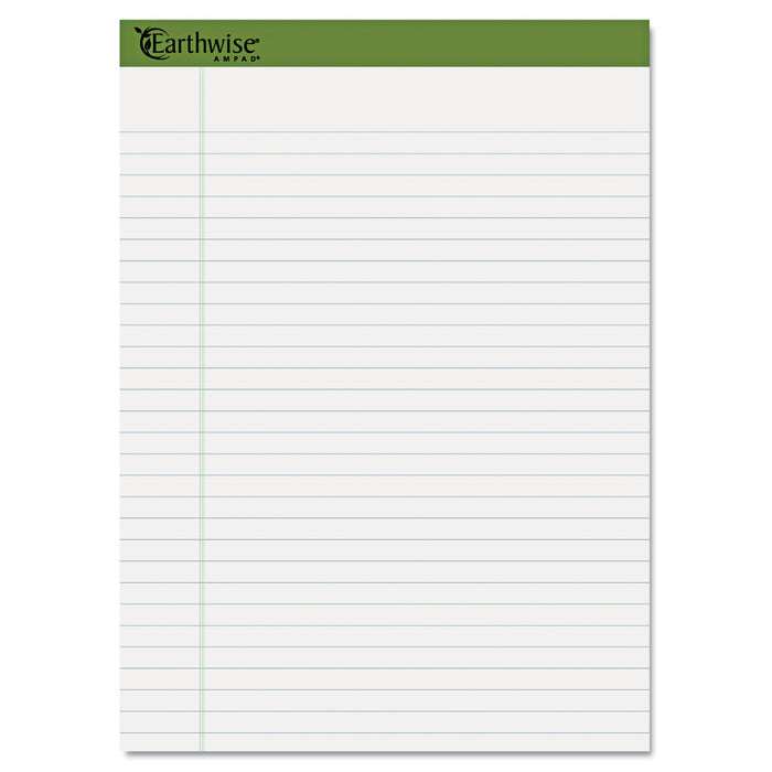 Earthwise by Oxford Recycled Pad, Legal Rule, 8.5 x 11.75, White, 40 Sheets, 4/Pack