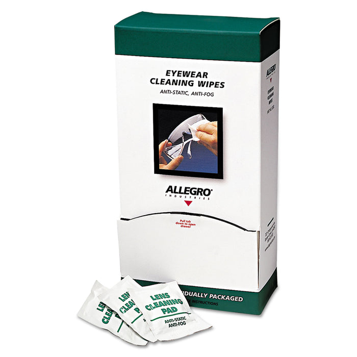 Eyewear Cleaning Wipes, 5 in x 8", White, 100/Box