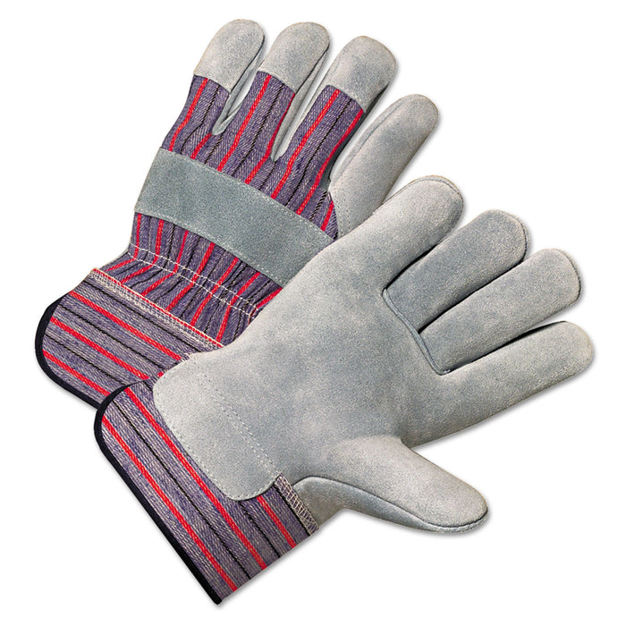 2000 Series Leather Palm Gloves, Gray/Red, Large, 12 Pairs