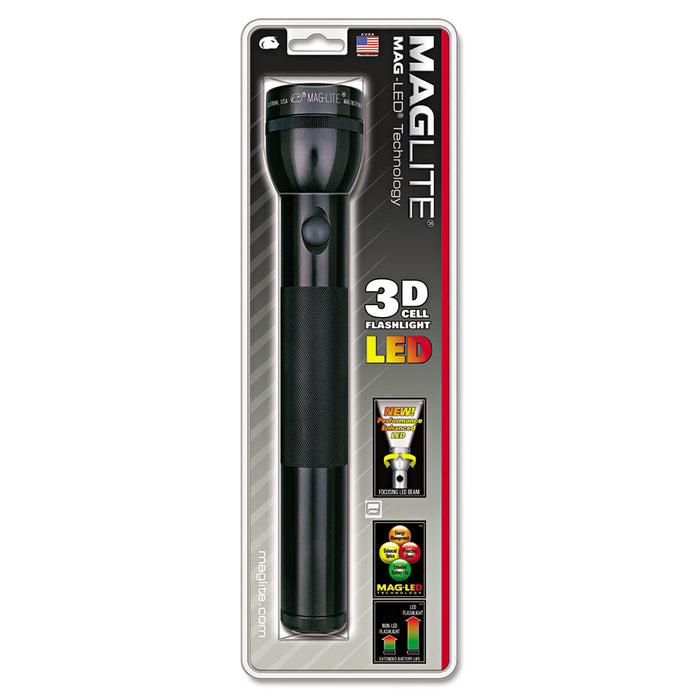 LED Flashlight, 3 D Batteries (Sold Separately), Black