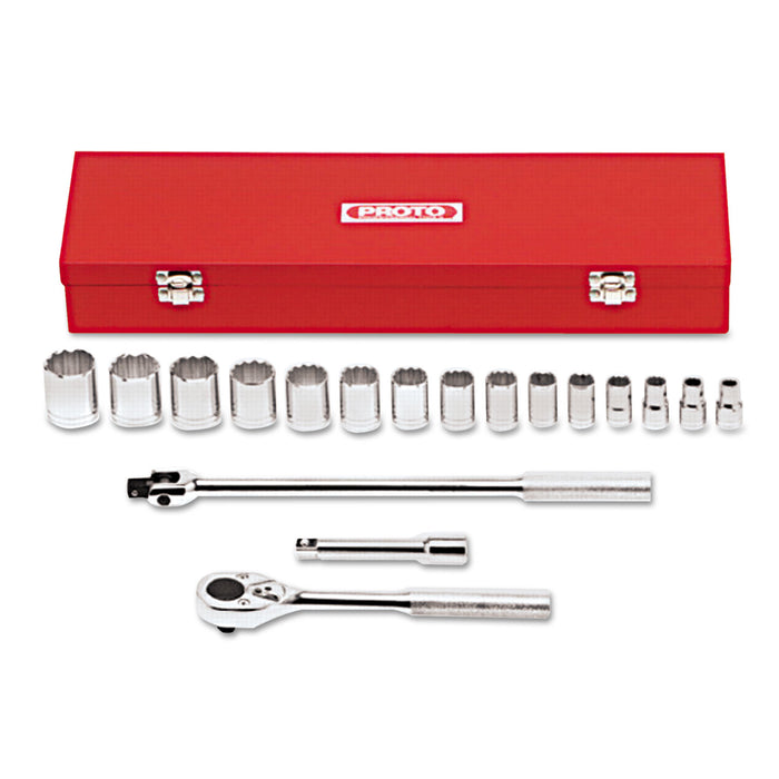 18-Piece Mechanic's Tool Set, SAE, 1/2" Drive, 3/8" to 1 1/4", 6-Point