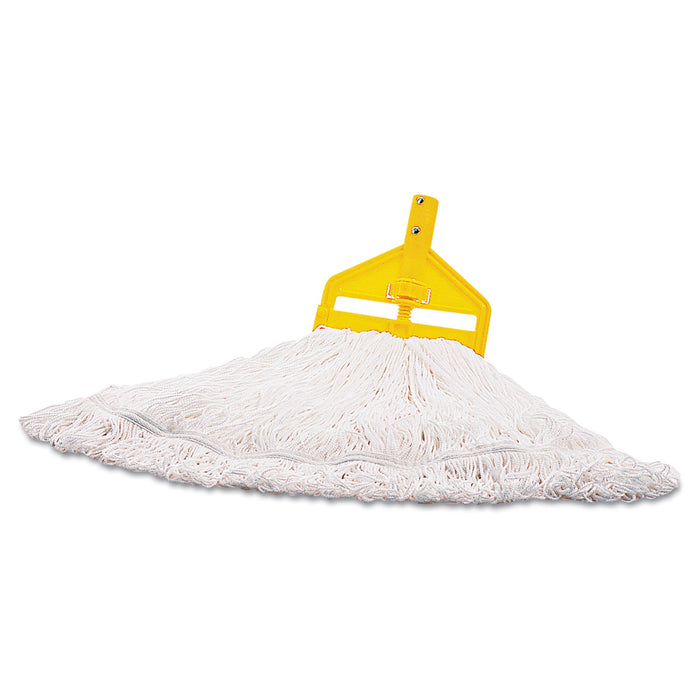 Nylon Finish Mop Head, Medium, White, 6/Carton