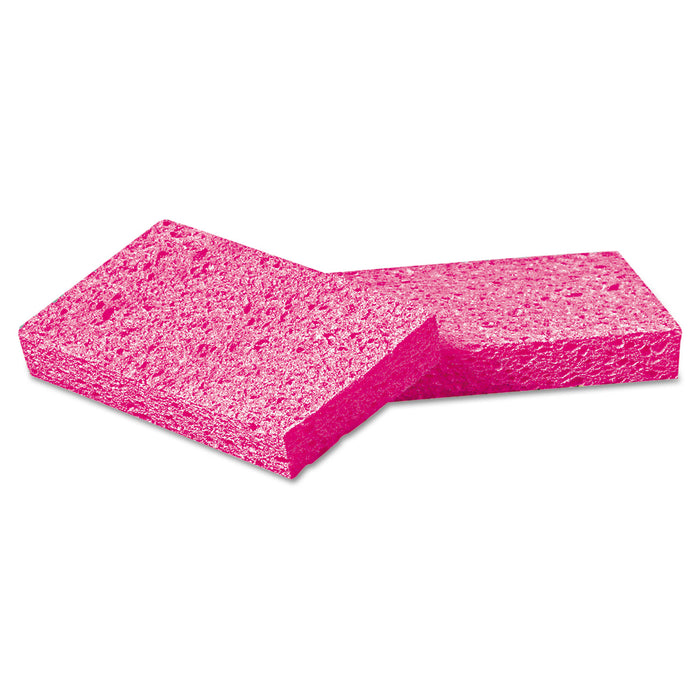 Small Cellulose Sponge, 3 3/5 x 6 1/2", 9/10" Thick, Pink, 2/Pack, 24 Packs/CT