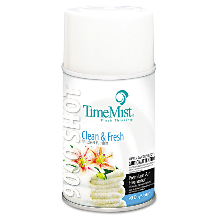 9000 Shot Metered Air Freshener Refill, Clean N' Fresh, 7.5 oz Aerosol, 4/Carton